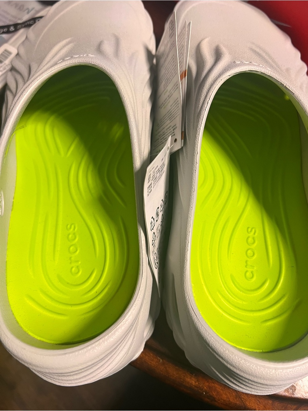 CROCS LiteRide Clog in White & Neon Yellow Accent